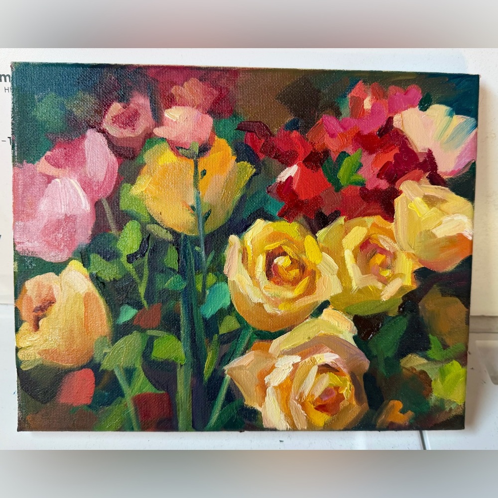 paintings on canvas original «Flowers fantasy” 8x10, oil on canvas